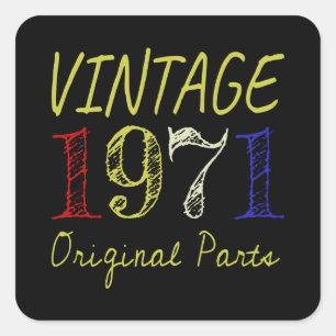 50th Birthday Gift  Retro 1971 Vierkante Sticker