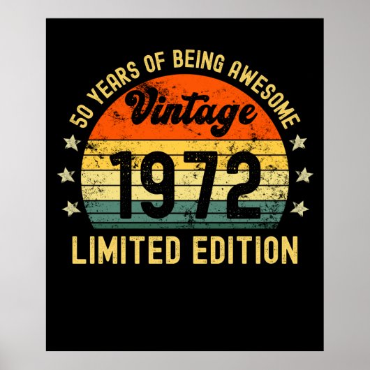 50th birthday gifts vintage 1972 limited edition poster (Voorkant)