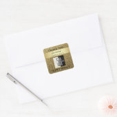 50th Birthday Glitter Goud Zwart & Wit Dank u Vierkante Sticker (Envelop)