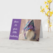 *50th* BIRTHDAY GNOME ZEGT OP UW MANIER TOT 50! Ka Kaart (Gele Bloem)
