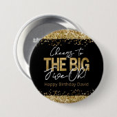 50th Birthday Gold en Black Big Five-Oh Button (Voorkant /achterkant)