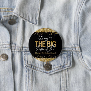 50th Birthday Gold en Black Big Five-Oh Button
