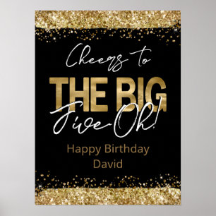 50th Birthday Gold en Black Big Five-Oh Poster
