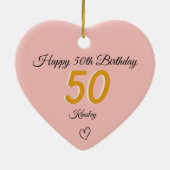 50th Birthday Gold Shadow Monogram heart Keramisch Ornament (Achterkant)