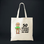 50th Birthday Grumpy Old Man Tote Bag<br><div class="desc">50th Birthday Officially A Grumpy Old Man funny design featuring a cartoon,  old man. Great for someone turning fifty. A funny,  gag gift for a fiftieth birthday.</div>