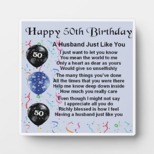 50th Birthday Husband Poem Plaque Fotoplaat