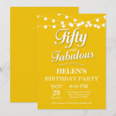 50th Birthday Invitation Yellow Fabulous Kaart (Voorkant / Achterkant)