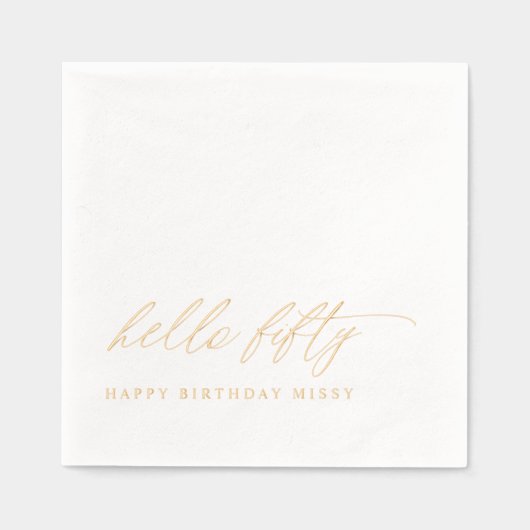 50th Birthday Modern Elegant Gold Hello Fifty (Recto)