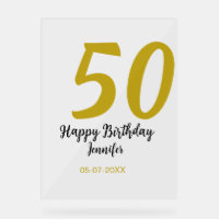 50th Birthday Naam toevoegen Datum Jaar Black sjab