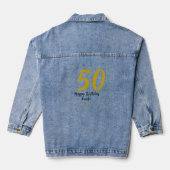 50th Birthday Naam toevoegen Datum Jaar Black sjab Denim Jacket (Achterkant)