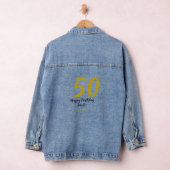 50th Birthday Naam toevoegen Datum Jaar Black sjab Denim Jacket (Hangar)