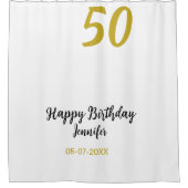 50th Birthday Naam toevoegen Datum Jaar Black sjab Douchegordijn (Voorkant)