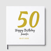 50th Birthday Naam toevoegen Datum Jaar Black sjab Gastenboek (Voorkant)