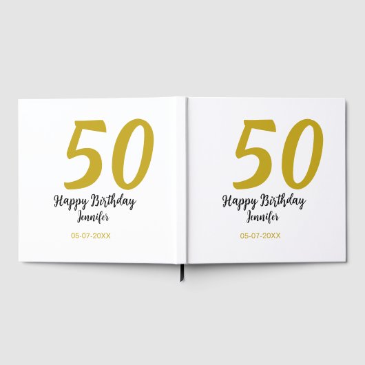 50th Birthday Naam toevoegen Datum Jaar Black sjab Gastenboek (Volledig)