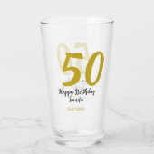 50th Birthday Naam toevoegen Datum Jaar Black sjab Glas (Achterkant)