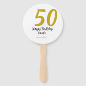 50th Birthday Naam toevoegen Datum Jaar Black sjab Handwaaier (Voorkant)