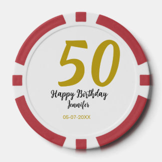 50th Birthday Naam toevoegen Datum Jaar Black sjab Poker Chips