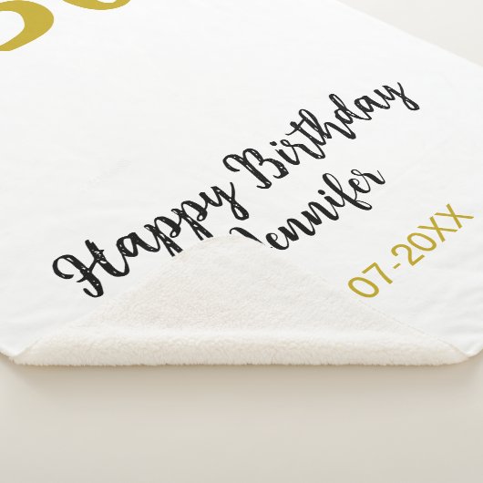 50th Birthday Naam toevoegen Datum Jaar Black sjab Sherpa Deken (3/4)