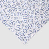 50th Birthday Number Pattern Blue and White Tissuepapier (Detail)