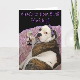 50th Birthday Olde English Bulldogge carte de voeu