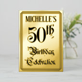 50th Birthday Party — Elegant Script + aangepaste  Folie Uitnodiging (Staand Voorkant)