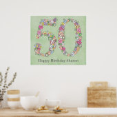 50th Birthday Party Number Banner Poster (groot) (Keuken)