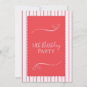 50th Birthday Party Pink Red Stripes Invitation (Dos)