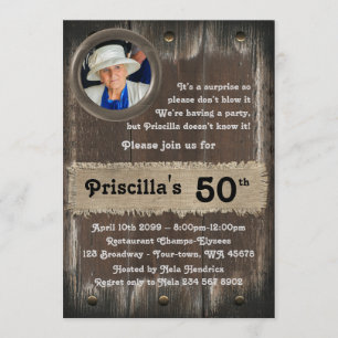 50th, Birthday Party-vrouw, elke leeftijd, hout, p Kaart