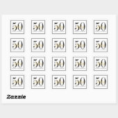 50th Birthday Party White Black Chic Favor Sticker (Feuille)