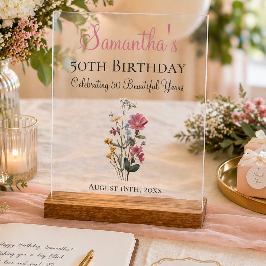 50th Birthday Party Wildflower Keepsake