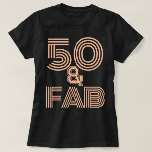 50th Birthday Peach Fuzz "50 & Fab" Stijlvol zwart T-shirt