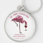 50th Birthday Pink Flamingo Novelty Swag Sleutelhanger (Voorkant)