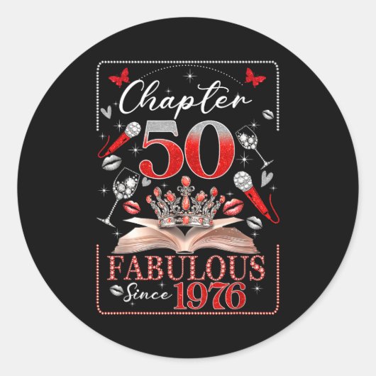 50th Birthday Queen Chapter 50 Fabulous Since 1976 Ronde Sticker (Voorkant)