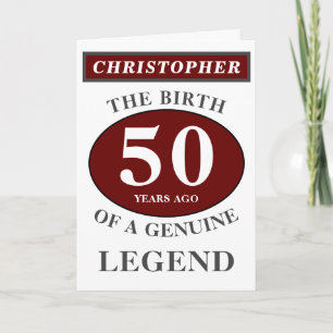50th Birthday Red Genuine Legend Jouw naam toevoeg Kaart