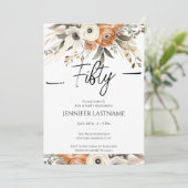 50th Birthday Rustic Floral Fall Kaart (Staand voorkant)