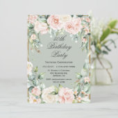 50th Birthday Sage Green Pink Blush Kaart (Staand voorkant)