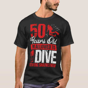 50th Birthday Scuba Diving Big Shark Scuba Diver 5 T-shirt
