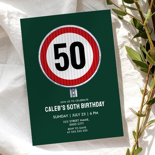 50th Birthday Speed Limit Sign - ANY AGE Kaart