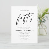 50th Birthday Surprise Party Chic Modern Script I Kaart (Staand voorkant)