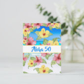 50th Birthday Tropical Flower Aloha 50 Uitnodiging (Staand voorkant)