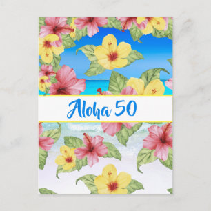 50th Birthday Tropical Flower Aloha 50 Uitnodiging