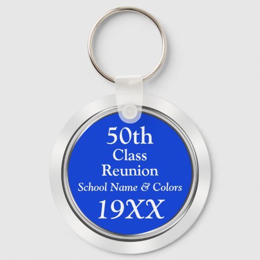 50th Class Reunion Gift Ideeën, Jouw tekst, kleure Sleutelhanger (Voorkant)