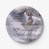 50th Custom Name Ordination Jubileum Chalice Papieren Bordje (Voorkant)