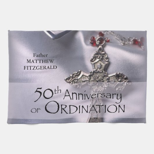 50th Custom Name Ordination Jubileum Chalice Theedoek (Horizontaal)