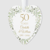 50th Gold Wedding Jubileum Greenery Foto Ornament (voorkant)