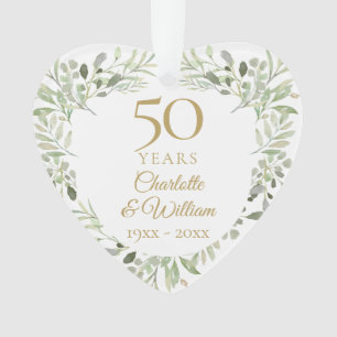 50th Gold Wedding Jubileum Greenery Foto Ornament