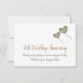 50th Golden Jubileum hartballon dank u Bedankkaart (Achterkant)