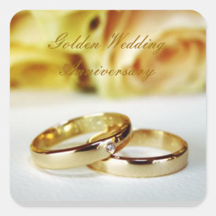 50th Golden Wedding Jubileum Vierkante Sticker