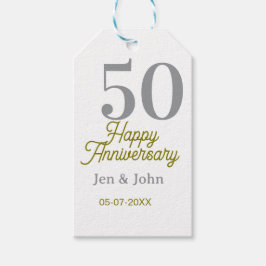 50th happy anniversary name date silver gold date  cadeaulabel