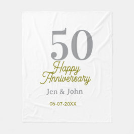 50th happy anniversary name date silver gold date  fleece deken